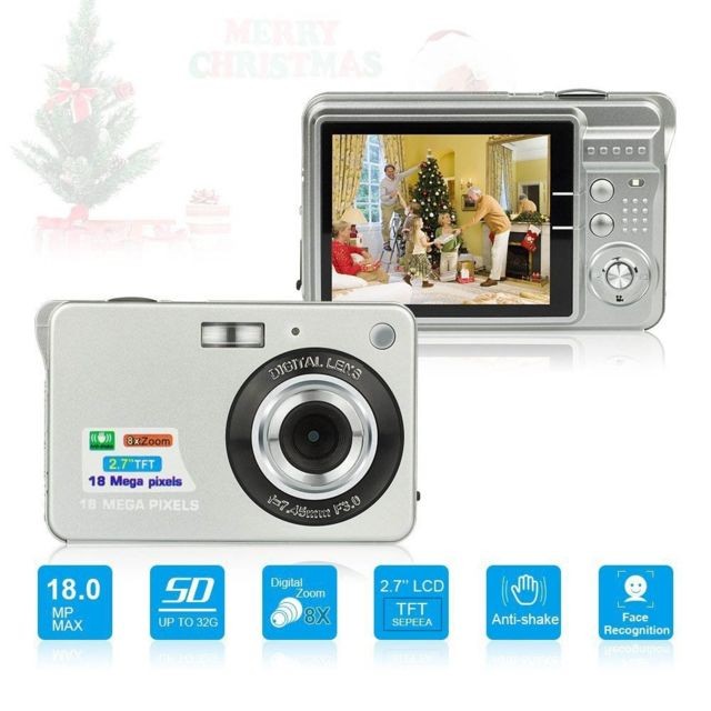 Wewoo - Caméra Enfant 2,7 pouces 18 mégapixels 8X Zoom HD Appareil photo numérique automatique de type carte pour enfantsavec fente SD argent - Appareil photo enfant