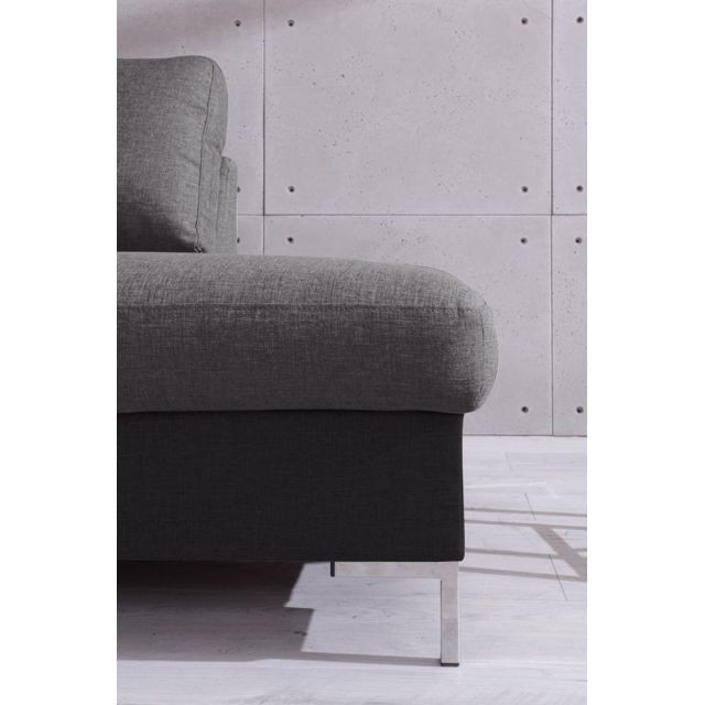 Canapés BOBOCHIC LILLY - Canapé d'angle panoramique en tissu - angle gauche Couleur - Noir / Gris