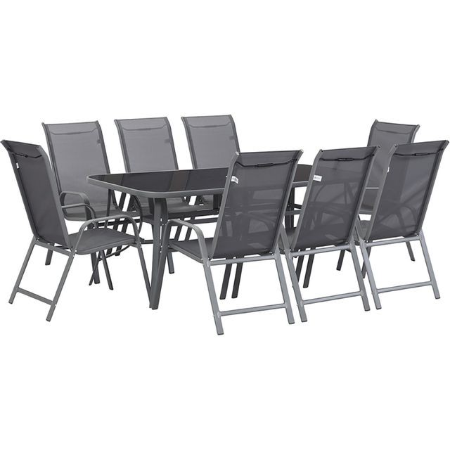 Ensembles tables et chaises Habitat Et Jardin Salon de jardin  Cordoba XL 180  - Phoenix - Gris foncé