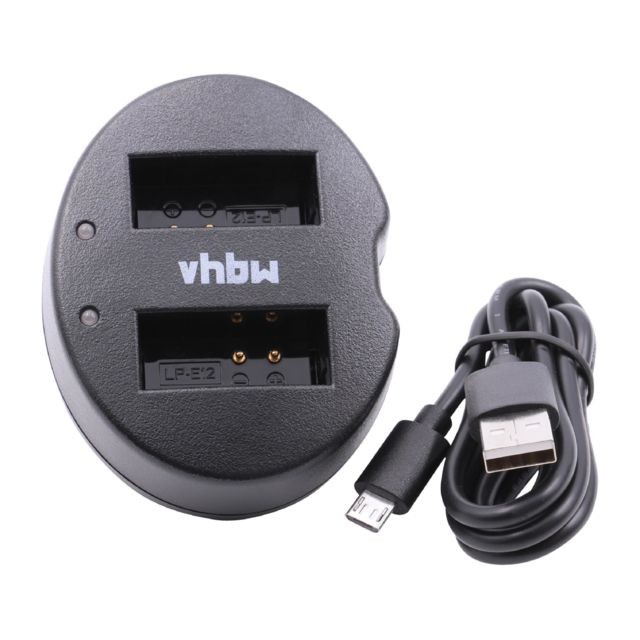 Vhbw - vhbw chargeur double câble de recharge micro USB pour batteries d´appareil photo Canon EOS M50 Vhbw  - Batterie Photo & Video