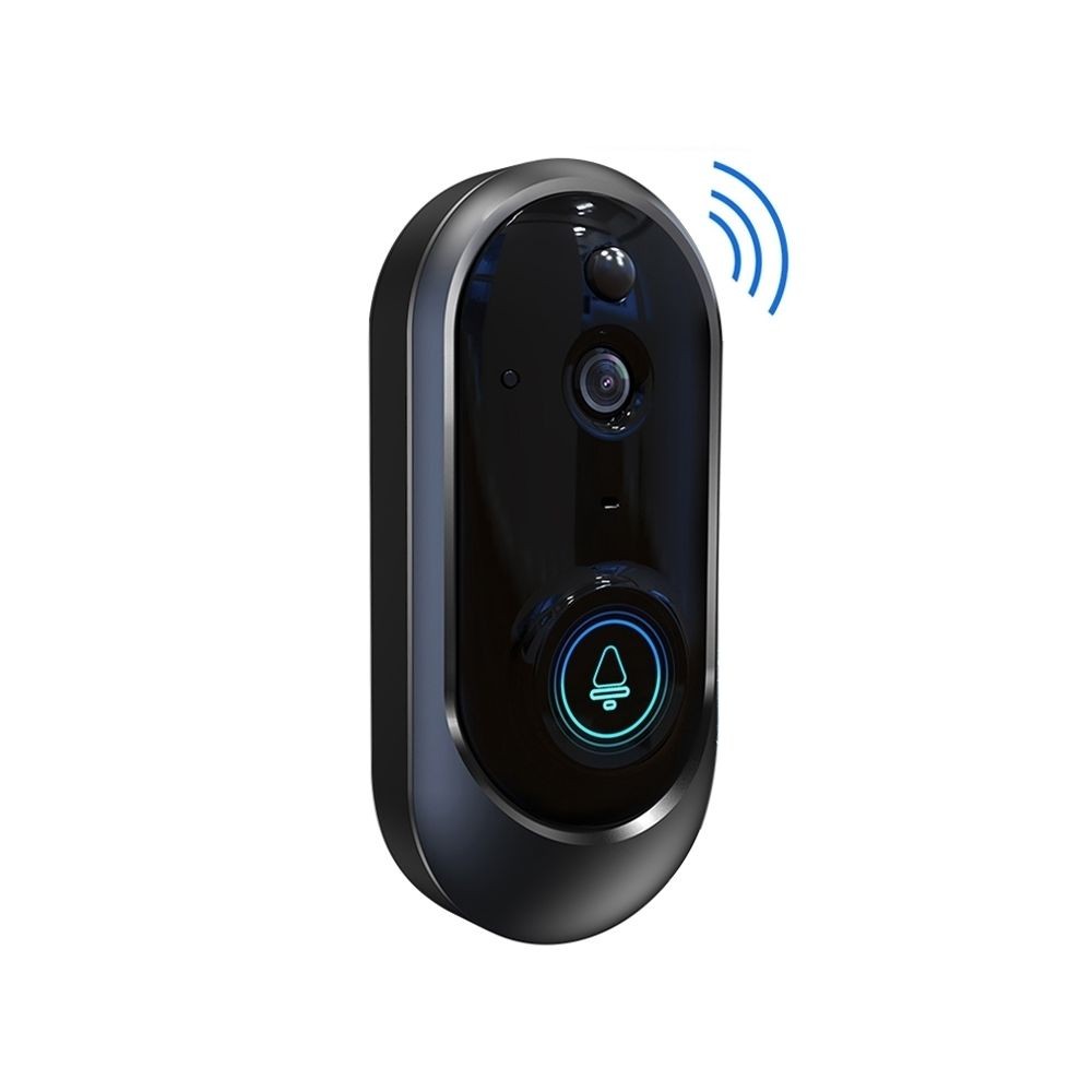 Interphone vidéo Visiophone sans fil Portier 720P 6400mAh Sonnette WIFI surveillance téléphonique à distance vocal en temps réel noir