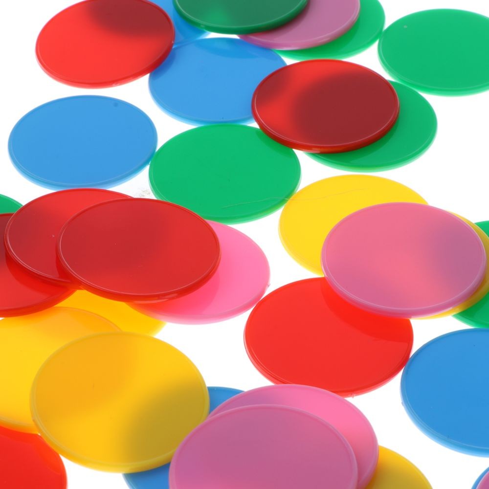 freneci 100 pièces de compteurs d'apprentissage en Plastique Vert marqueurs de disques de comptage de jetons de Bingo pour la Pratique des mathématiques Rouge disques 