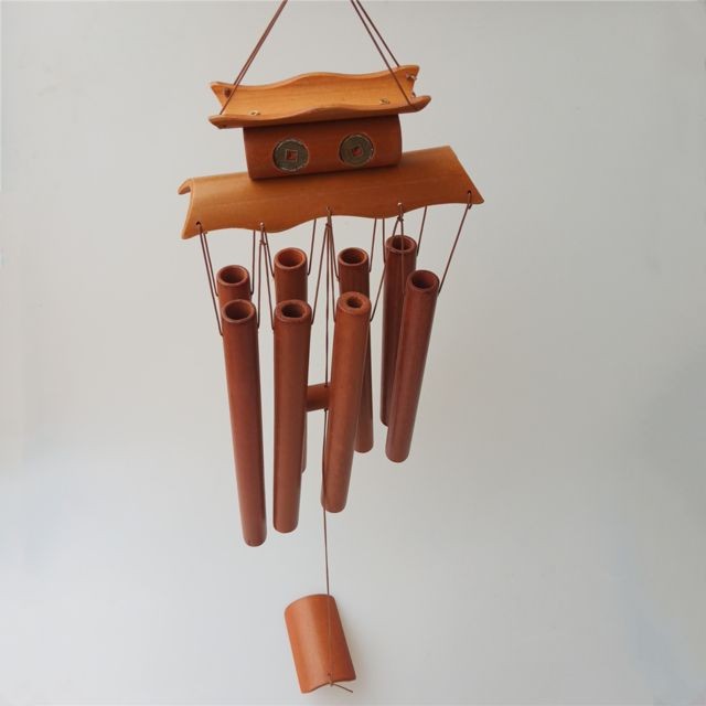 Petite déco d'exterieur Carillons éoliens en bambou antiques rustiques décor à la maison extérieure Coin_65x14.5x8cm