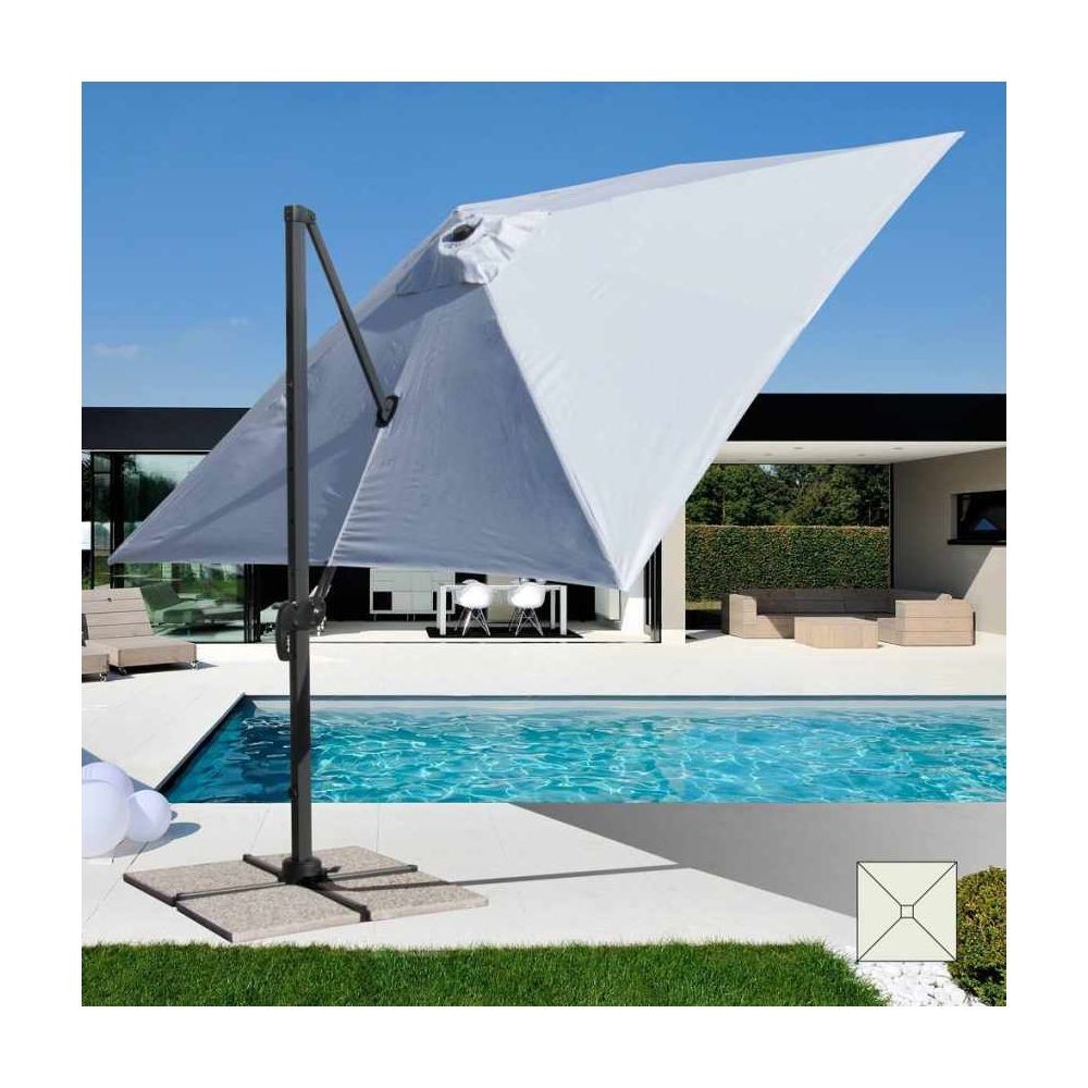 Elios Parasols Parasol de jardin 3x3 bras en aluminium carré Paradise, Styles: sans volant