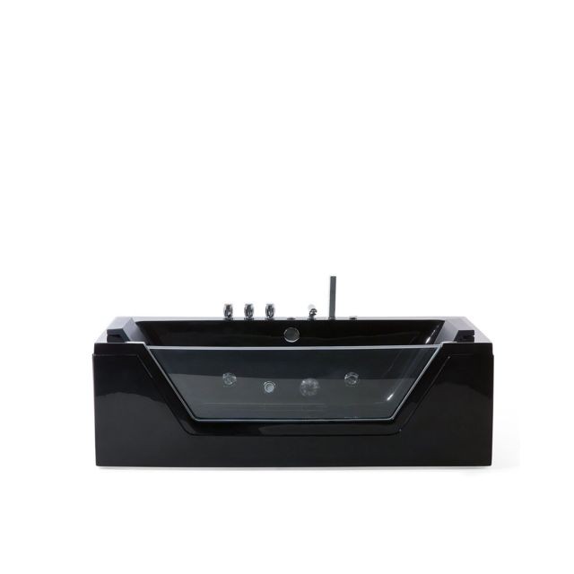 Beliani - Beliani Baignoire balnéo 150 cm en acrylique noir avec LED SAMANA - noir - Balnéothérapie Plomberie Salle de bain