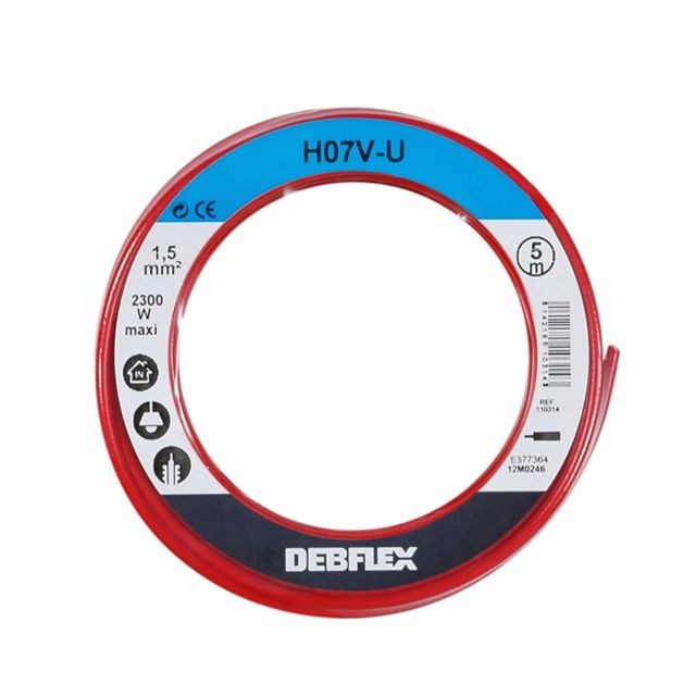 Debflex - BOBINOT H07V-U 1,5 5M ROUGE Debflex  - Cable electrique 5 fils