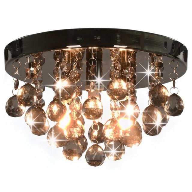 marque generique - Distingué Luminaires ligne Amman Plafonnier avec perles fumées Noir Rond G9 - Lampes à poser marque generique