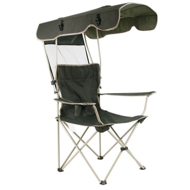Wewoo Chaise longue de protection contre le soleil en plein air de pêche portable multifonctionnel sur la plage avec parasol pliante aluminium vert foncé