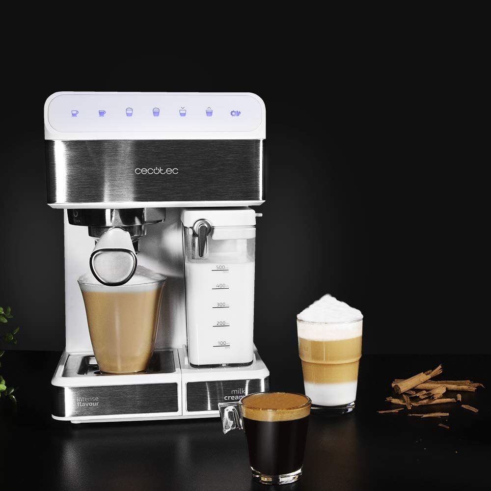 Expresso - Cafetière Cecotec machine à café de 1,4L avec panneau de commande tactile 1350W gris blanc
