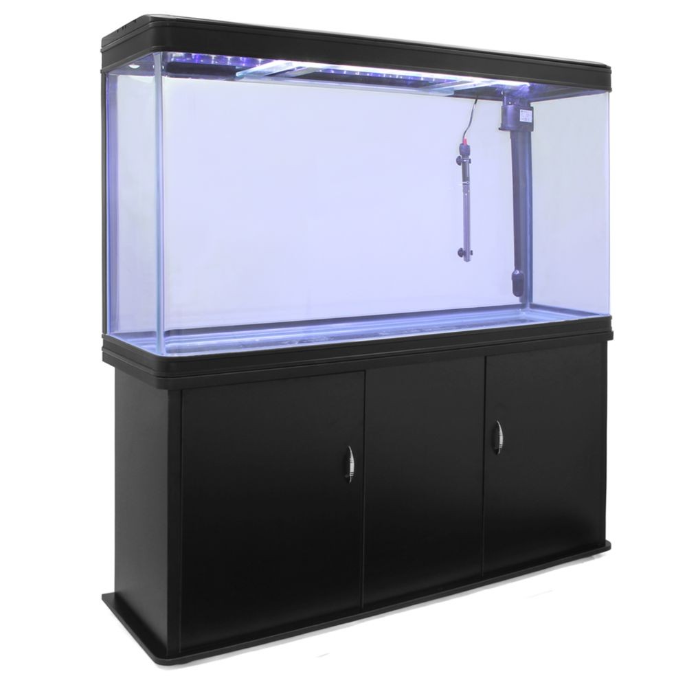 Aquarium Monstershop Aquarium à bords Noir de 300 Litres avec Meuble de Support Noir