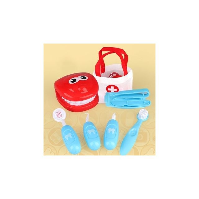 Wewoo - 9 PCS / Set Jeu de simulation de jouets Dentiste Kit médical de rôle éducatif d'apprentissage pour enfants Bleu Wewoo  - Briques et blocs Wewoo