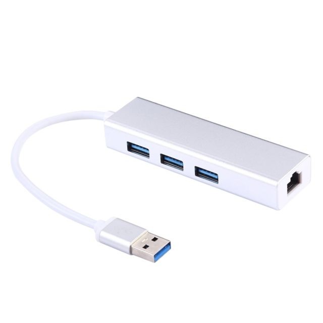 Wewoo - HUB Aluminium Shell 3 Ports USB3.0 HUB + Adaptateur Ethernet Gigabit USB3.0 - Hub ethernet