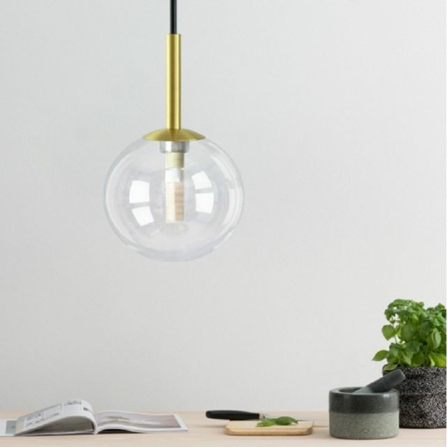 Wewoo - Suspension luminaire Lustre Lampe Suspendue créatif boule de verre en cuivre avec lumière blanche 5W LED transparent - Plafonniers