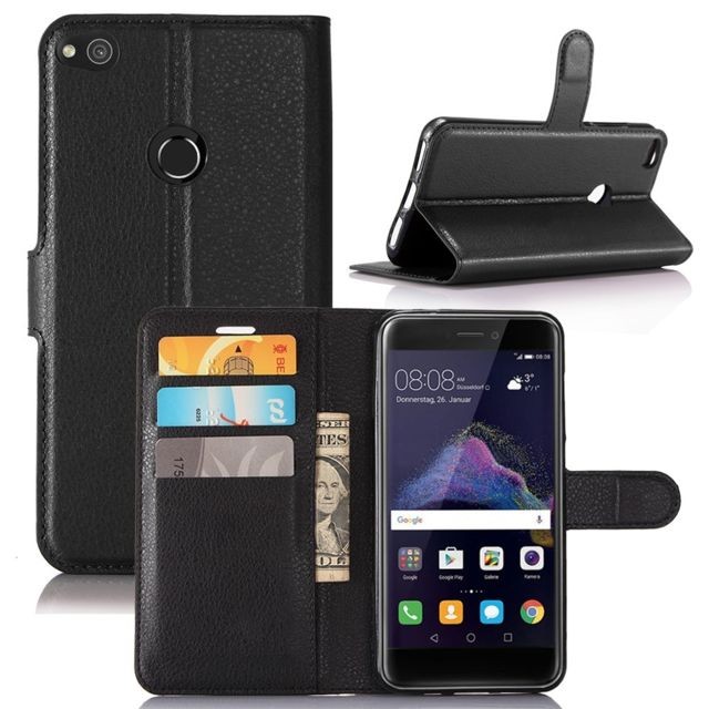 | Noir mtb more energy® Housse Coque Bookstyle pour Huawei P8 Lite Similicuir étui Poche Pochette de Protection ALE-L21. / BJ 2015/5.0 
