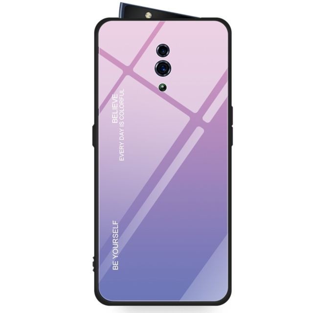 Coque, étui smartphone Wewoo Coque Pour OPPO Reno Gradient Color Glass Case Violet clair