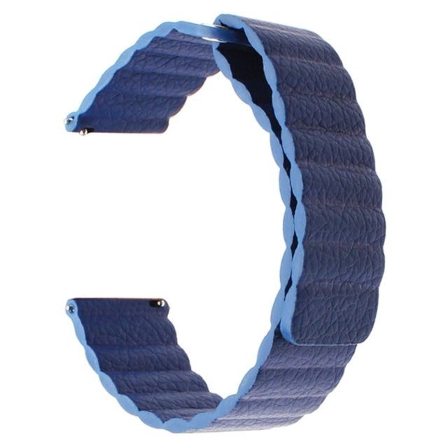 Wewoo - Bracelet pour montre connectée Convient Samsung Gear S2 / Active2 de intelligent de remplacement universel en cuir avec boucle magnétique 20 mm bleu Wewoo  - Bracelet connecté