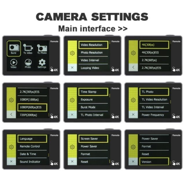 Wewoo Caméra sport 2.0 pouces écran tactile Action Camera HD 4K 30fps EIS avec puce Ambarella A12 à l'intérieur de 30m étanche