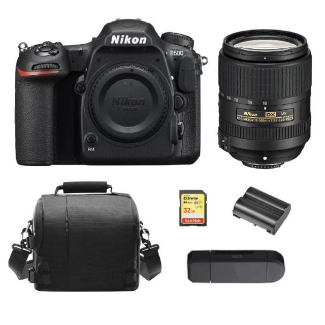 Nikon - NIKON D500 + AF-S 18-300mm F3.5-6.3G ED VR + 32GB SD card + camera Bag + EN-EL15A Battery + Memory Card Reader Nikon  - Reflex Numérique Nikon