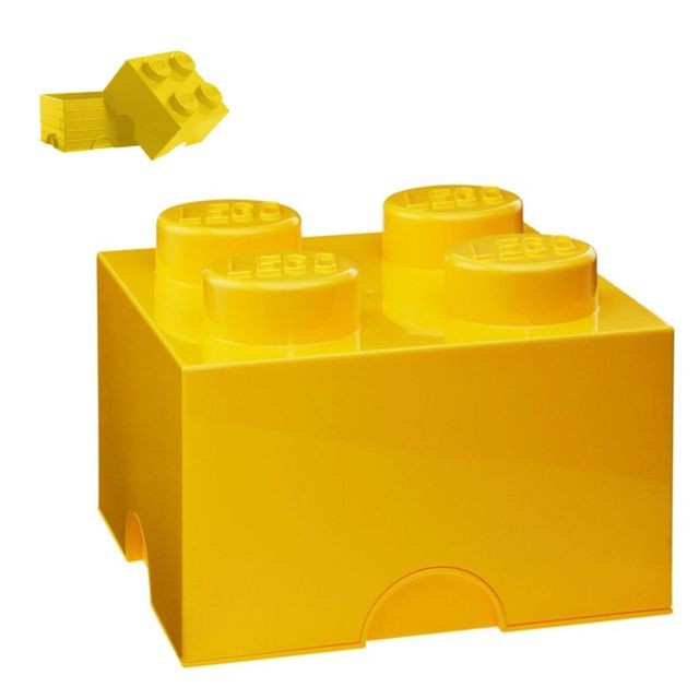 Lego - Brique de rangement 4 tenons - Jaune - Boîte de rangement Lego