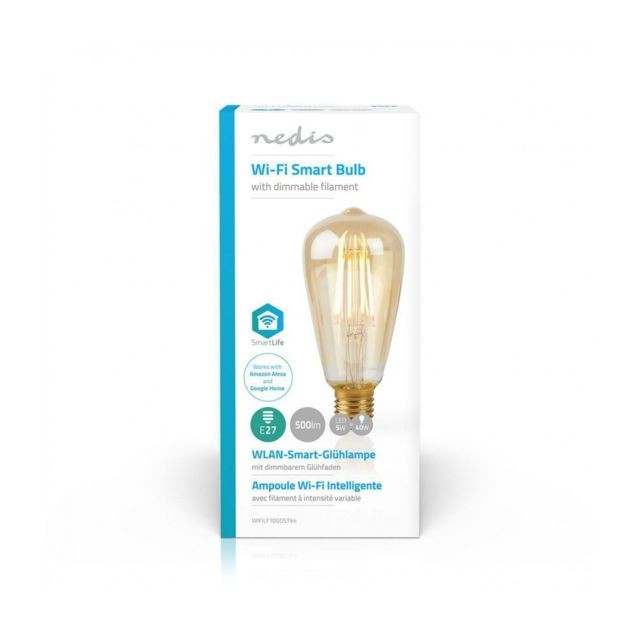 Nedis Ampoule à Filament LED Intelligente Wi-Fi - E27 - ST64 - 5 W - 500 lm