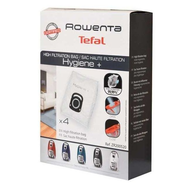 Rowenta - Sacs aspirateur par 4 hygiene+ zr200520 pour Aspirateur Moulinex, Aspirateur Rowenta - Accessoire entretien des sols