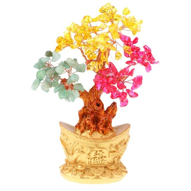 Objets déco marque generique mini cristal argent arbre bonsaï style feng shui apporter richesse chance trois couleur