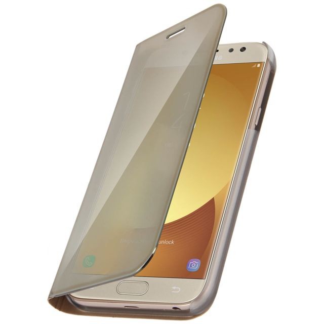 Avizar - Housse Galaxy J5 2017 Etui folio Miroir Fonction Stand Protection - Or Avizar  - Accessoire Smartphone Samsung galaxy j5 2017