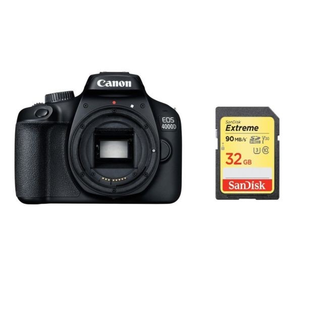 Canon - CANON EOS 4000D Body Black + 32GB SD card - Reflex Numérique