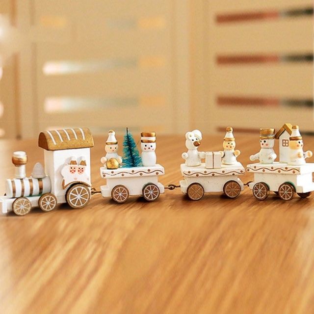 Décorations de Noël Wewoo Ornements de noël blanc Décoration de table de Noël, trains en bois enfants maternelle de cadeaux