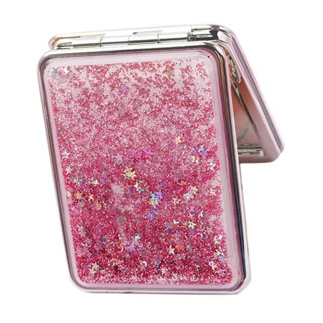 Miroirs voyage compact miroir de maquillage double face miroir grossissant portable rose-carré