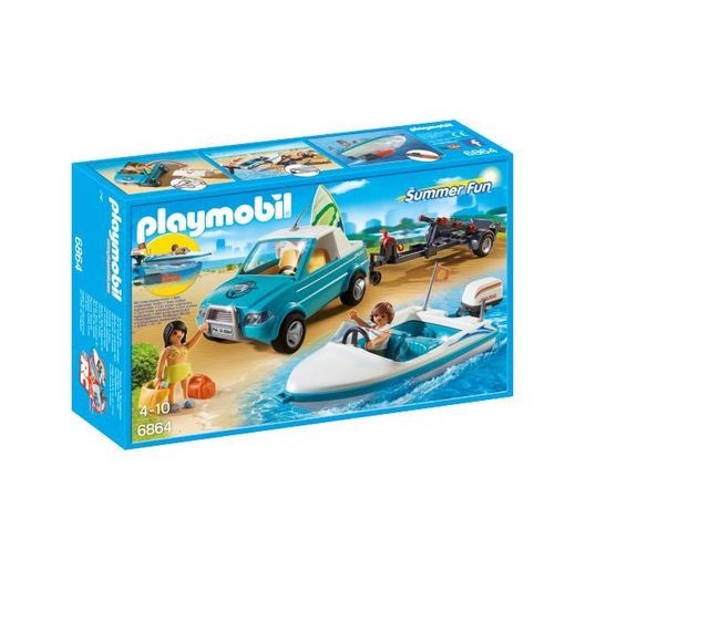 Playmobil - Voiture  avec bateau et moteur submersible - 6864 - Jeux de construction