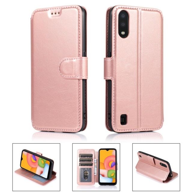 Generic - Etui en PU + TPU style or rose pour votre Samsung Galaxy A01 Generic  - Coque, étui smartphone