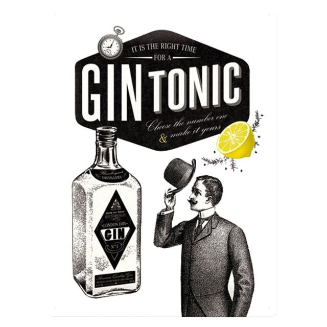 Cadres, pêle-mêle Retro Plaque métallique Publicité ancienne Gin Tonic