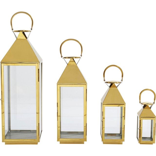 Bougeoirs, chandeliers Karedesign Lanternes Giardino dorées set de 4 Kare Design