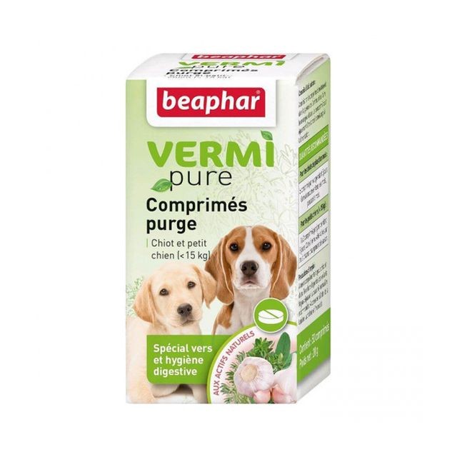 Anti-parasitaire pour chien Beaphar Comprimés de purge aux plantes Vermipure 50 comprimés Chiot et petit chien