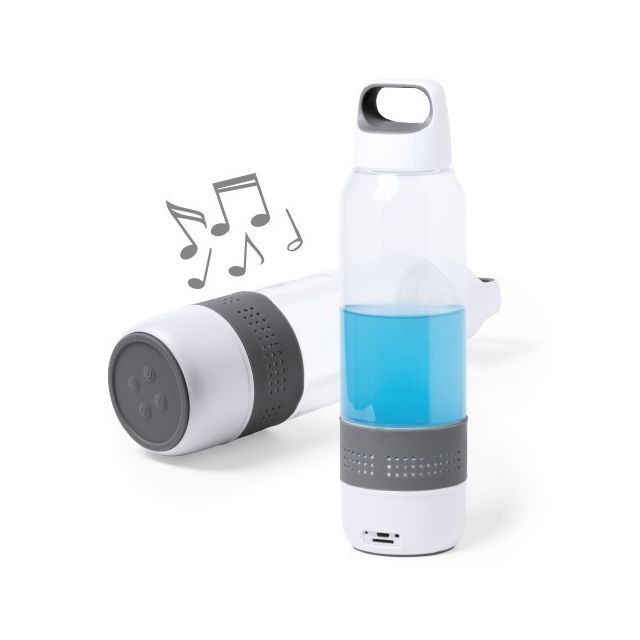 Totalcadeau - Gourde avec Haut-parleur Intégré Bluetooth 3W (500 ml) - Bouteille Couleur - Gris - Barre de son Pack reprise