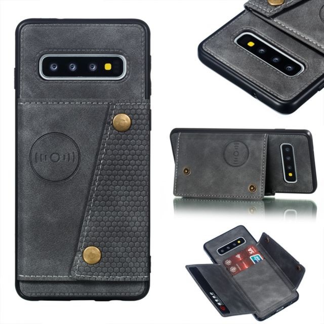 Wewoo - Coque Fashion Etui de protection en cuir pour Galaxy S10 Gris Wewoo  - Coque, étui smartphone