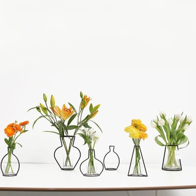 Wewoo Décoration Jardin café Titulaire d'usine de cadre de vase de fleur de fer noir, décorer la maison de d'intérieur, taille: 23cm x 25cm