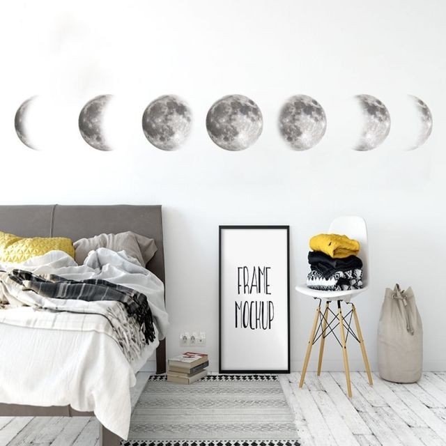 Wewoo Sticker mural Stickers muraux jet d'encre Moon Wallpaper Space Croissant simple Argent