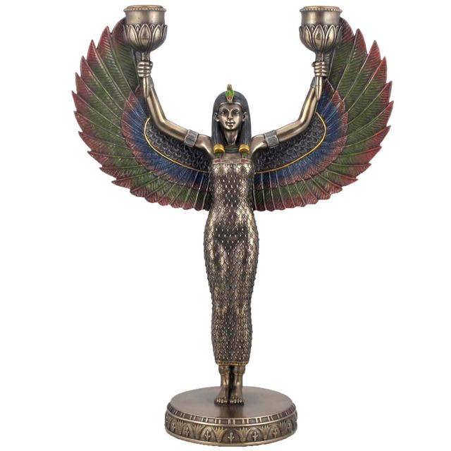 Signee - Porte Bougie Statue Égyptienne en résine aspect bronze - Bougeoirs, chandeliers