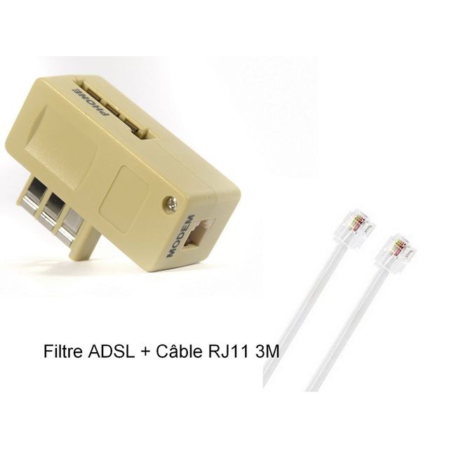 Câble RJ11 et Téléphone Cabling CABLING  Filtre ADSL prise Gigogne + Câble RJ11 de 3 mètres