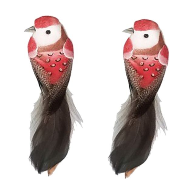 marque generique - 2pcs couleurs artificielle oiseaux en mousse à plumes de jardin décoration de la maison rouge marque generique  - marque generique