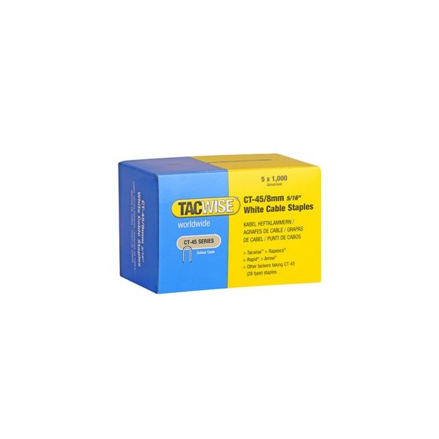 Tacwise - Boîte de 5000 agrafes pour câble type CT45 L. 8 mm blanches - TA-0980 - Tacwise Tacwise  - Quincaillerie
