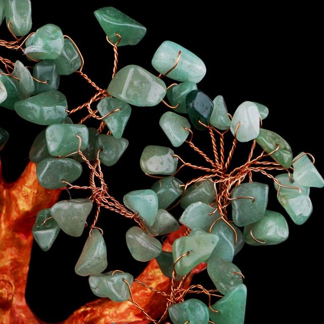 Objets déco 7 '' mini arbre en argent cristal style bonsaï chance richesse feng shui vert