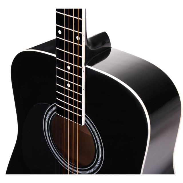 Packs guitares Classic Cantabile WS-10BK-LH Guitare Folk Noir Modèle Gaucher