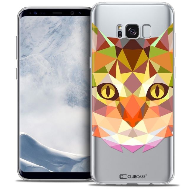 Caseink - Coque Housse Etui Samsung Galaxy S8+/ Plus (G955) [Crystal Gel HD Polygon Series Animal - Souple - Ultra Fin - Imprimé en France] Chat Caseink  - Polygon