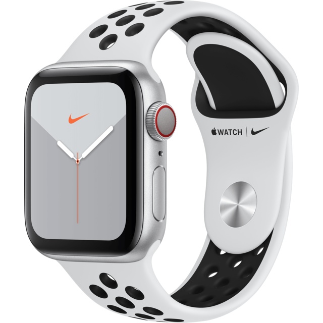 Apple - Watch 5 Nike - 44 - Cellular - Alu argent / Bracelet Sport Platine pur/Noir - Apple Watch