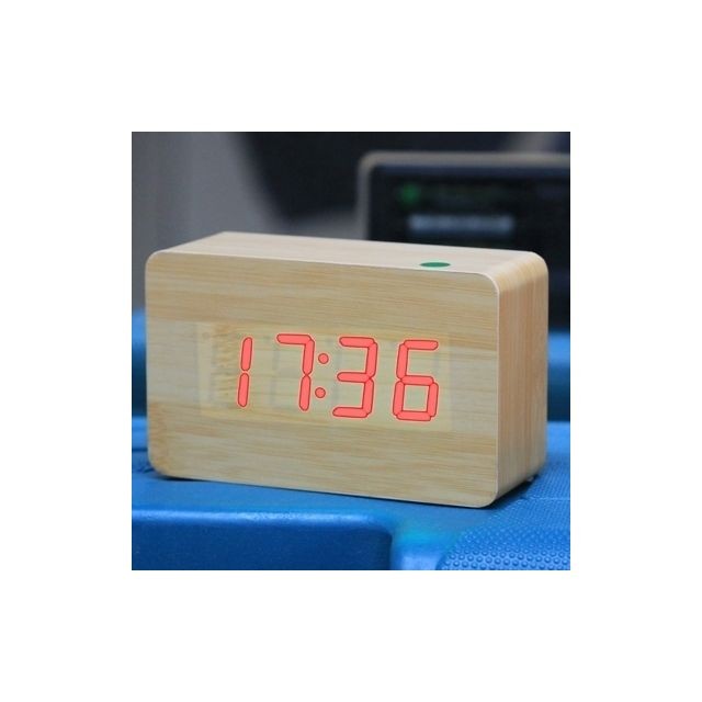 Wewoo - Réveil digitale rouge Numéro USB / pile Horloge en bois avec commande vocale affichage alternatif de l'heure, du mois et de la date de la température Wewoo  - Son audio
