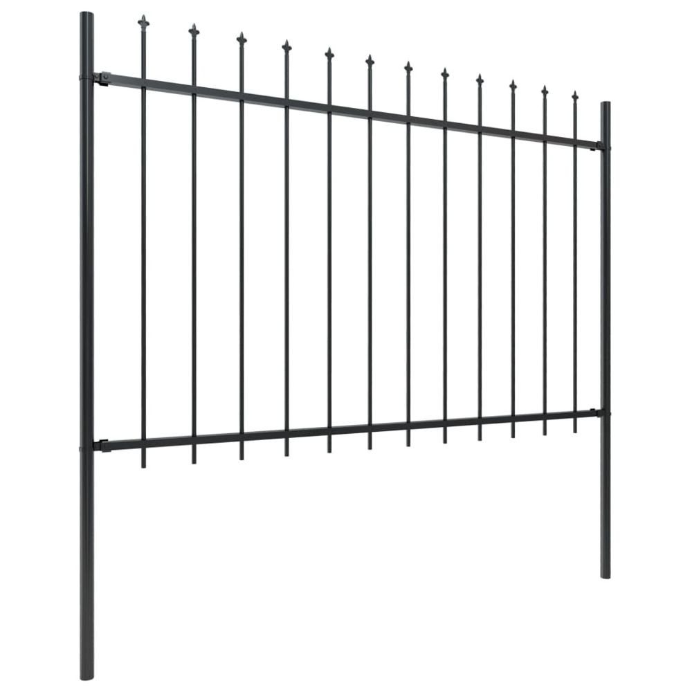 Accessoires barrières marque generique Icaverne - Panneaux de clôture collection Clôture de jardin avec dessus en lance Acier 5,1 x 1,2 m Noir