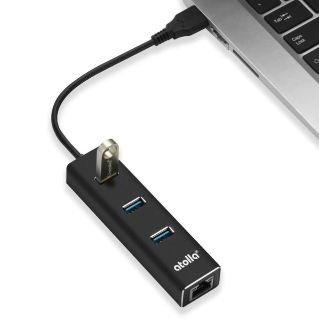 Atolla - Atolla Extension USB 3.0 à 3 ports avec concentrateur Gigabit Ethernet - Hub ethernet